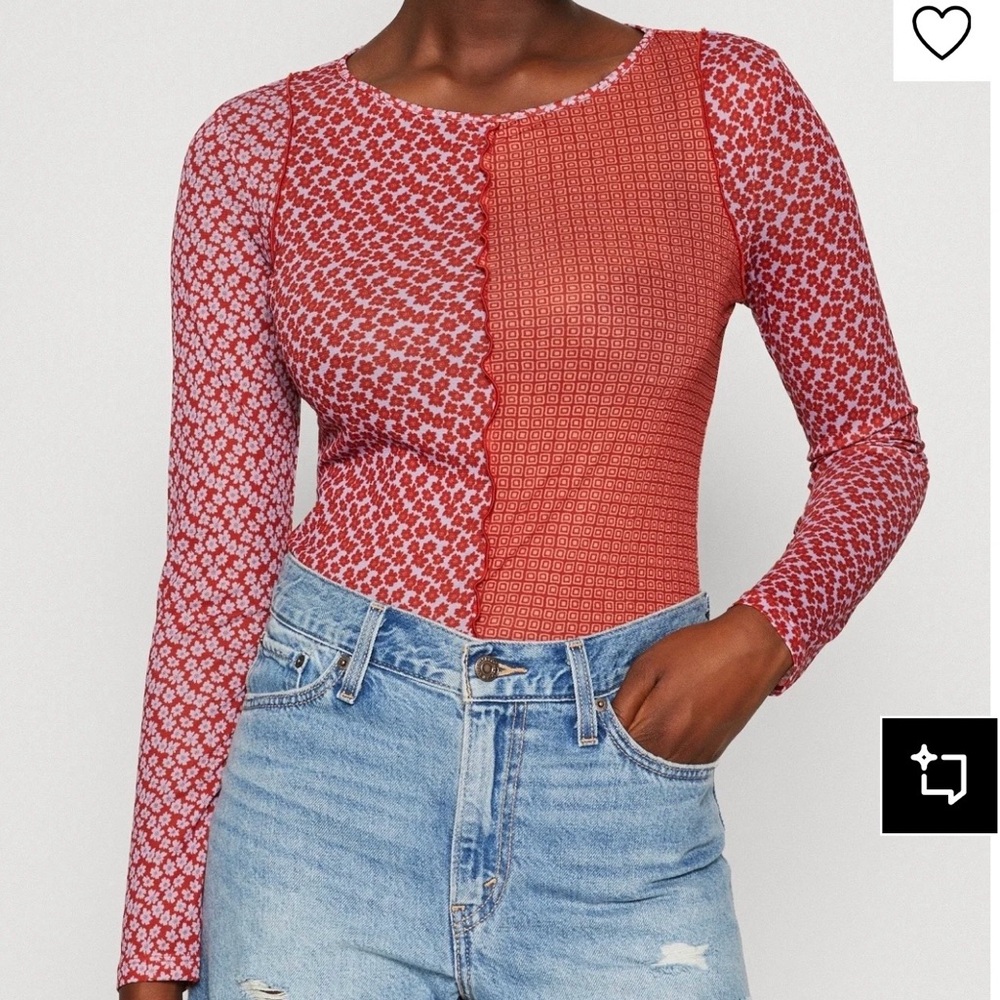 Levi's Red and Pink Patterned Long Sleeve Top